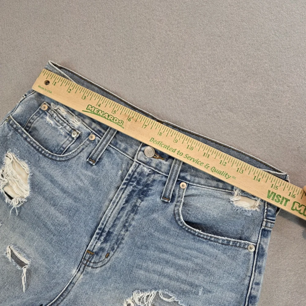 Madewell Perfect Jean Short Distressed Denim Jean Shorts Mid Wash‎ Fray Hem 27